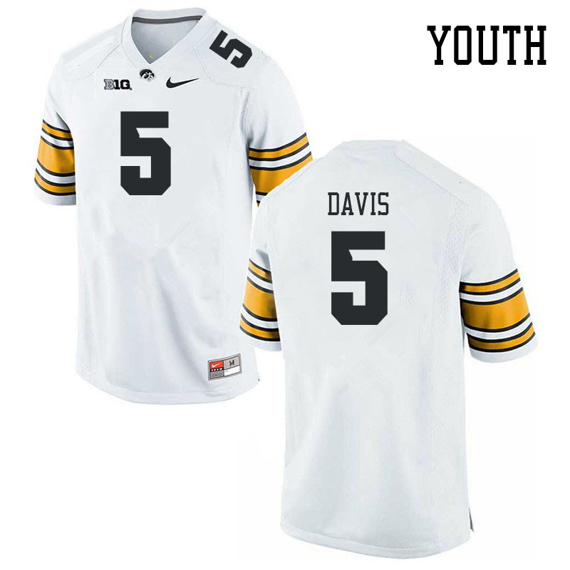 Youth #5 Teegan Davis Iowa Hawkeyes College Football Jerseys Stitched Sale-White